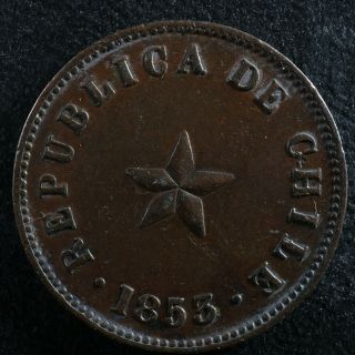 Medio Centavo 1853 Chile Km 126 Copper Chili 1/2
