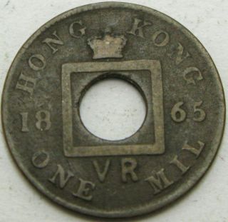 Hong Kong 1 Mil 1865 - Bronze - Victoria - Vf - 94 ¤