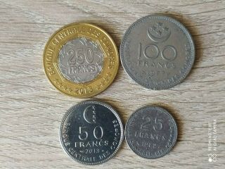 Comoros Set Of 4 Coins 250,  100,  50,  25 Francs 1977 - 2013