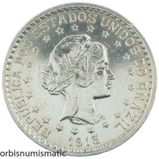 1913 Brazil 500 Reis Silver Coin A - Berlin Z279