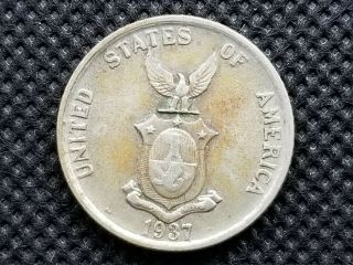 Us Usa Philippines 20 Twenty Centavos Coin Silver 1937 - M