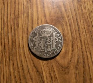 Peru 2 Reales 1808 Silver Coin Stamped (edgar) (159sb)