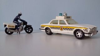 Matchbox Kings Jaguar Xj12 Police Car K - 66 And Honda 750 Motorbike Vintage