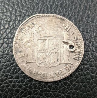 1779 Pts Pr Bolivia Silver 2 Reales Holed Spanish Colonial