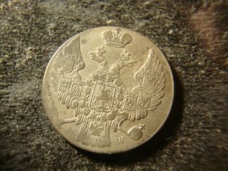 1840 Mw Poland Russia Silver 10 Groszy Silver Coin D2x