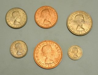 1964 Coins Of Zealand Specimen Coin Set With 6 Coins.  Royal London.