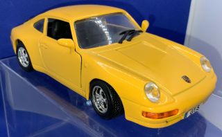 Motor Max 1/24 Scale Model Car 68021 - Porsche 911 - Yellow Vgc Unboxed