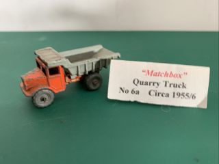 Matchbox Lesney Moko - No.  6a Quarry Truck - Orange,  Grey With Grey Metal Wheels