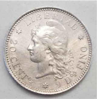 Argentina 1882 20 Centavos Libertad Au Low Mintage