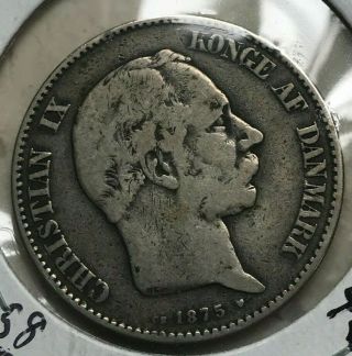 1875 Denmark 2 Kroner - Silver