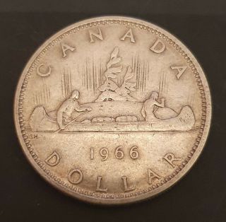 Canadian One Dollar Coin 1966 Queen Elizabeth Ii