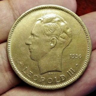Belgian Congo 5 Francs 1936 Coin (leopold Iii; Scarce)
