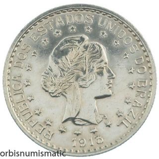 1913 Brazil 500 Reis Silver Coin A - Berlin Z832