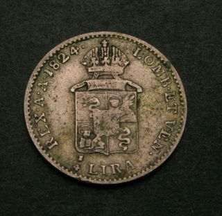 Lombardy Venetia (austrian) 1/4 Lira 1824 V - Silver - Franz I.  - Vf,  - 1914