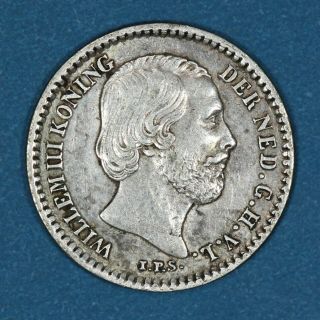 1887 Netherlands 10 Cents Coin,  Xf,  Km 80