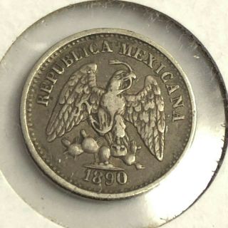 1890 Cn - M Mexico 5 Centavos Silver,  Km 398.  2
