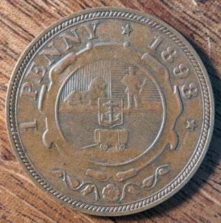 South Africa - Pre Union 1 Penny 1898 Bronze Coin - Johannes Paulus Kruger