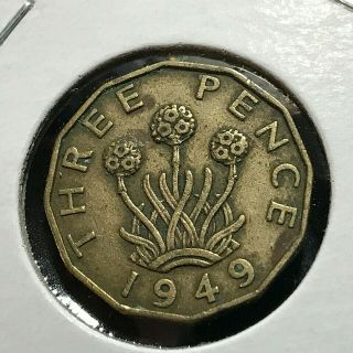 1949 Great Britain Three Pence Key Date Of Series