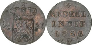 Netherlands East Indies: 1/2 Stuiver Copper 1826 S - Aunc