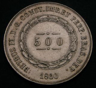 Brazil 500 Reis 1860 - Silver - Pedro Ii.  - Aunc - 1571