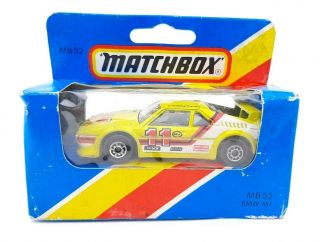 1981 Matchbox Mb 52 Bmw M1 11 Yellow Diecast 1:64 Nib