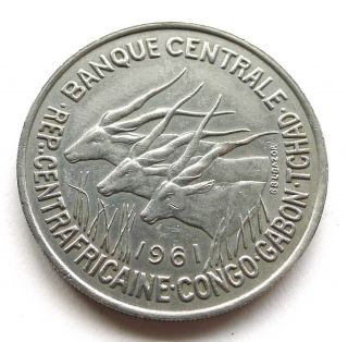Equatorial African States 50 Francs 1961,  Giant Elands.  Congo Gabon Tchad.  Km 3