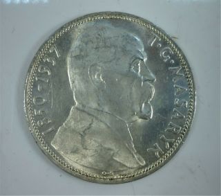 Czechoslovakia President Masaryk Silver 1937 20 Korun Bu