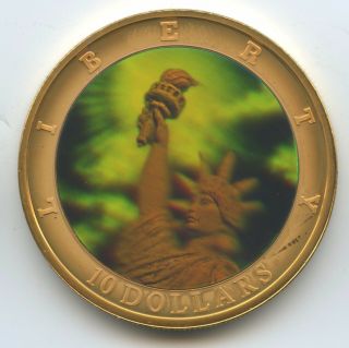 Gs198 - Liberia 10 Dollars 2001 Statue Of Liberty - Multicolor Holographic
