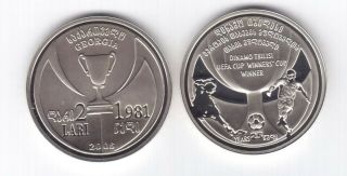 Georgia 2 Lari Proof Coin 2006 Year Km 92 Dynamo Tbilisi 25 Anni Win Uefa Cup