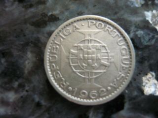 Saint Thomas & Prince/sao Tome E Principe 1962 Only Yr 5 Escudos Silver Coin