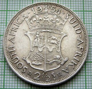 South Africa Elizabeth Ii 1954 2 - 1/2 Shillings,  Silver