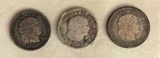 Haiti Scarcer 1881,  1882 & 1886 Silver 10 Centimes Usa