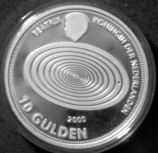 Netherlands 10 Gulden Silver Proof 1999 - 2000 Millennium