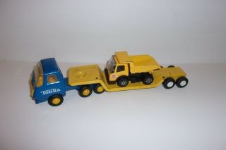 Vintage Tonka Low Boy Lowboy Flatbed Tractor Trailer And Dump Truck