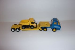 Vintage Tonka Low Boy Lowboy Flatbed Tractor Trailer and Dump Truck 2