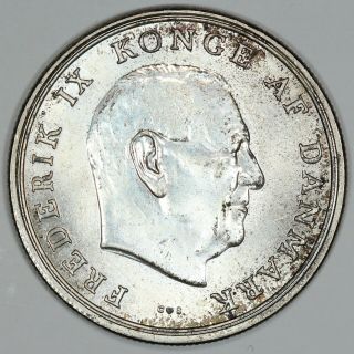 1964 Denmark 5 Kroner Silver Coin,  Unc,  Km 854