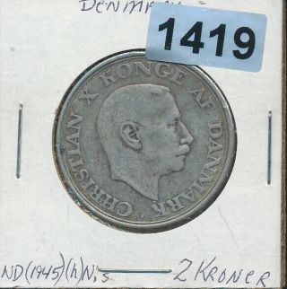 Denmark - 2 Kroner - 1945 (nd) Silver - K836 - - 1419