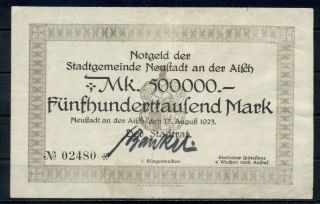 Germany 500000 Mark Nenstadt Banknote Notgeld 1923 Vf