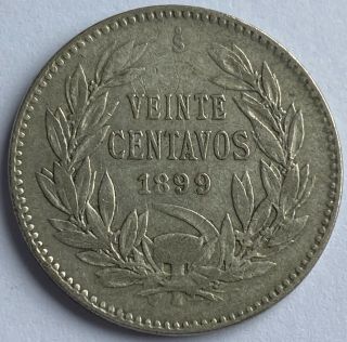 Chile 20 Centavos 1899 (km 151.  2).  500 Silver