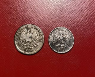 1888 Mexico 5 Centavos & 1884 Mexico 10 Centavos - Silver - Mexico