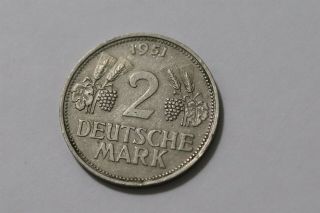 Germany Federal 2 Mark 1951 D Scarce B34 6683