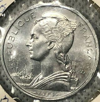 1955 Reunion 5 Francs Liberty Sugar Cane Coin