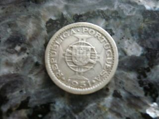 Saint Thomas & Prince/sao Tome E Principe 1951 Only Yr 2 1/2 Escudos Silver Coin