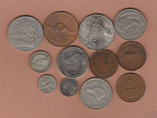 12 Coins From Zealand & Australia 1926 To 2005 In Fine Or Better