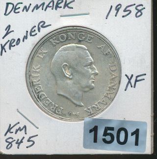Denmark - 2 Kroner - 1958 Silver - K845 - 1501