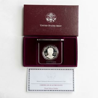 1998 - S Robert F Kennedy Commemorative Proof Coin Silver Dollar W/ Box &