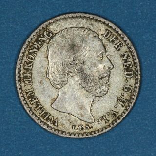 1881 Dot Netherlands 10 Cents Silver Coin,  Xf,  Km 80
