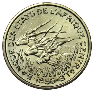 Central African States Cameroon 50 Francs Coin 1986 E Km 11 Unc De04
