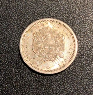 Gem Unc 1877 Uruguay 10 Centesimos Silver Coin Grade