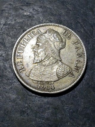 1904 Panama Silver 5 Centesimos Coin 222